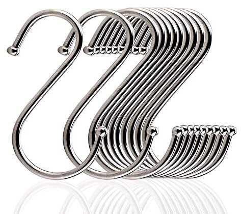 Klassikaline S Hook - 10-Pack Premium Stainless Steel Metal S Hooks Kitchen Pot Pan Hanger Clothes Storage Rack Polished for Your Pots and Pans, Utensils, Towels, Ties and Much More (3.9 inch)