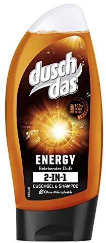 DUSCHDAS 2-in-1 Duschgel & Shampoo Energy Duschbad mit belebendem Duft dermatologisch getestet, 6 x 250 ml
