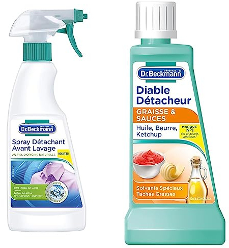 Dr Beckmann Spray Détachant au Fiel 500 ml - Lot de 2 & Diable Détacheur Graisse & Sauces 50 ml - Détachant spécifique pour taches d'huile, beurre, sauce tomate, ketchup - x3
