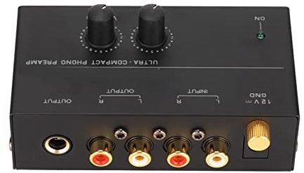 Préampli Phono à Faible Bruit, Préamplificateur Facile à Utiliser avec Réglage du Gain, Convertit Le Signal Sonore en Niveau de Ligne, Entrée et Sortie (Prise UE)