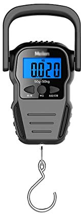 OUSIKA Bilancia digitale da appendere for bagagli Bilancia da 50 kg / 110 libbre con manico Display LCD Bilancia portatile for pesca da viaggio con nastro di misurazione da 1,6 m Bilancia
