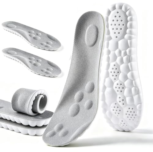 4D Cloud Technology Insole - Super Soft Comfort Insoles, Soft Foot Protection Cloud Feeling Insole, U-Shape Memory Foam Insoles, 4D Sports Memory Foam Insoles (Gray, Men 4-4.5/Women 5.5-6)