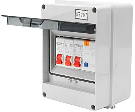 Sonew Miniatur-Leistungsschalter, Auslaufschutz-Luftschalter, Leistungsschalter für DIN-Schienenmontage, 2-Wege-Verbrauchereinheit für Garage und Wohnwagen, 40 A 30 MA RCD 2MCB 6a16A