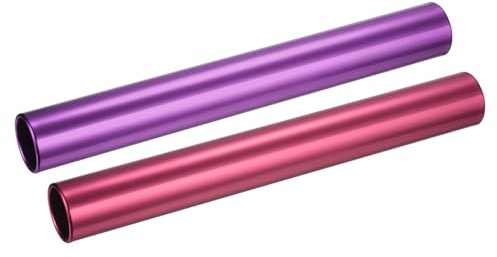 M METERXITY 2 Pack Relay Track Baton - Smooth Aluminum Alloy Hollow Tube, Apply to Team Building/Relay Races (Purple, Red)