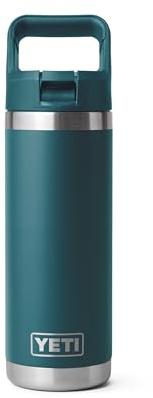 YETI Rambler 18 oz Bottle, Vacuum Insulated, Stainless Steel with Color Matching Straw Cap, Agave Teal, 21071502564