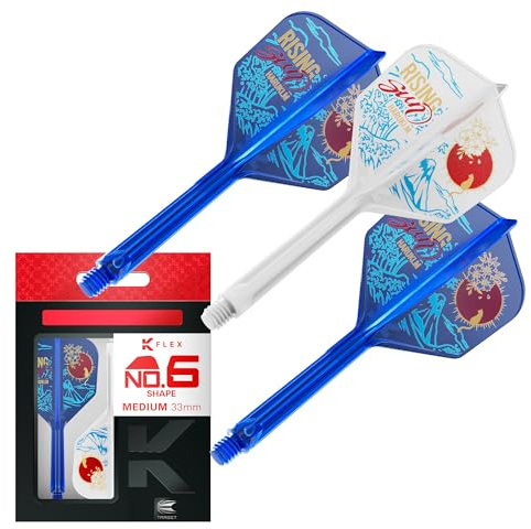 Target Japan K-Flex Rising Sun Haruki Muramatsu No.6 KFlex Fléchettes Vols et Tiges | Pack de 3 Accessoires K Flex Player Edition | Fléchettes K Flex, Longueurs: Courte, Intermédiaire, Moyenne
