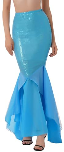 ranrann Costume Sirène Femme Jupe Queue de Sirène Déguisement Sirène Adulte Jupe Costume Carnaval Halloween S-4XL