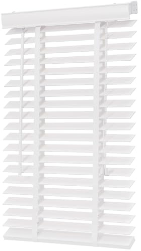 Sekey Wooden Venetian Blind 50 mm Real Wood Adjustable Blinds 80 x 130 cm White