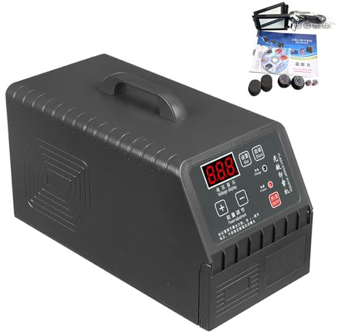 MiBoce Máquina De Sello Fotosensible, Máquina De Fabricación De Retratos De Sellos Flash, con Pantalla De Voltaje Digital, Energía De Exposición Inteligente Ajustable, para Sellos De Dibujos Animados
