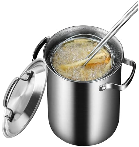 Ceramic Cooking Pot ，Small Copper Saucepans Stainless Steel Vegetable Asparagus Steamer 4L Deep Fryer/Frying with Strainer Basket