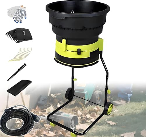 HuanSebesity Upgraded Electric Leaf Mulcher Shredder System,2500w 8000rpm Garden Cleanup Composting Tool,Includes Wheels,Storage Bag,Adjustable Cutting Size for All Leaves Powercord×40m