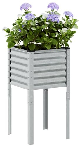 SKTQYQO Fioriera da Giardino in Acciaio Zincato 45x45x88 cm per Piante e Fiori, Ampio Contenitore per Orto, Erbe Aromatiche e Decorazione Esterna, Struttura Durevole e Resistente
