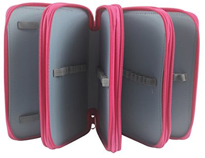 Gullor 72 Slots Super Large Capacity Muti-Layer Students Pencil Case, Rose Red