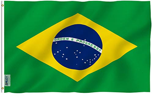 ANLEY Fly Breeze 3x5 Foot Brazil Flag - Vivid Color and UV Fade Resistant - Canvas Header and Double Stitched - Brazilian National Flags Polyester with Brass Grommets 3 X 5 Ft