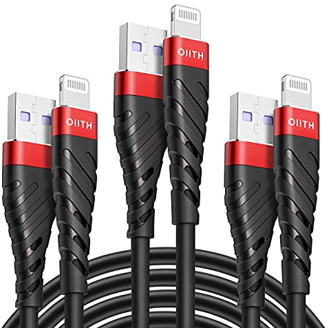 OIITH Apple MFi Certified iPhone Charger Cable 3 Pack 6 Ft, Long Lightning Charging Cord, Fast 2.4A iPhone USB Cord Compatible with iPhone12/11/XS/Max/XR/X/8/8P/7P/6