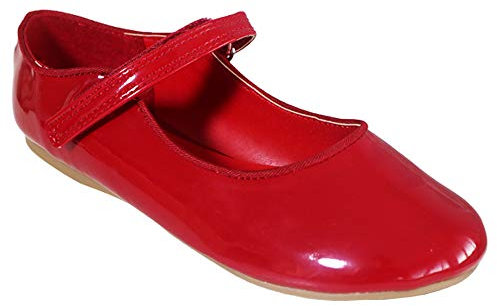 Topzilly Kids Girls Childrens Infant Red Patent Ballet Princess Pumps Mary Jane Bridesmaids Wedding Party Strap Shoes Size UK 4-12 (6 UK Child)