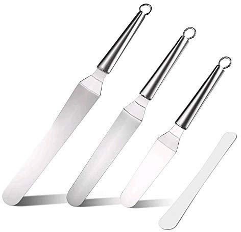 AILANDA 4pcs Spatules coudées à pâtisserie Accessoires de Cuisine pour Façonnage de Gâteau Professionnel/Débutant