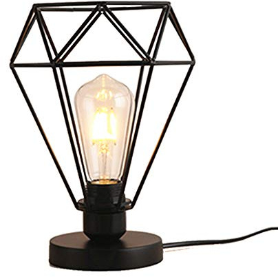 Mengjay Trade Lampada da Tavolo Metallo,Lampada Scrivania Luce di atmosfera stile retrò Lampadina notturna Lampada da comodino in metallo decorativo,Moderna Vintage Stile Gabbia lampada da notte