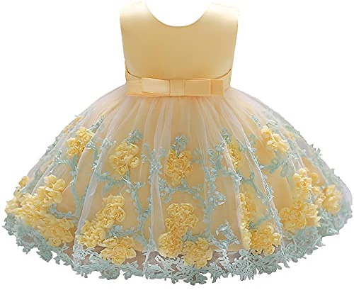 Lito Angels Vestido de Dama de Honor para Bebé Niña, Amarillo, 9-12 Meses