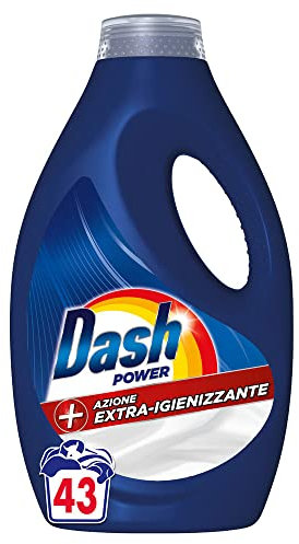 Dash Power Detersivo Lavatrice Liquido, 43 Lavaggi, Azione Extra-Igienizzante, Maxi Formato, Contro Sporco e Batteri Per Un Pulito Igienizzato, Efficace Anche a Bassa Temperatura