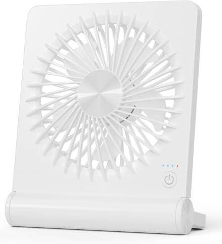 Tevelecin Small Desk Fan,Rechargeable USB Fan Battery Operated,Ultra Quiet, Strong Wind, 3 Speeds Travel Fans