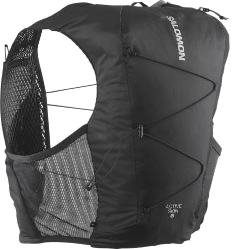 SALOMON Active Skin 8 unisex vätskeväst för löpning, vandringsleder, exakt passform, 8 l och optimerad förvaring, grön, storlek S