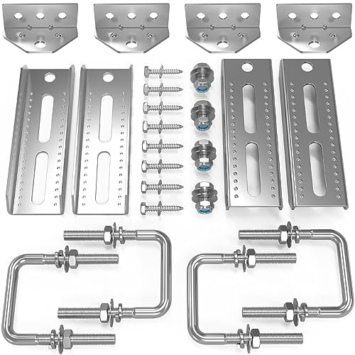 4 PCS 8 Galvanized Swivel Top Bunk Bracket Kit with Hardware for 3x3，2x3,1.5x3 Boat Trailer Crossmember, Boat Trailer Bunk Brackets & Square U-Bolts
