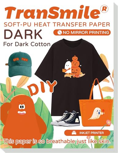 Transmile Orange Printable Heat Transfer Paper for Dark Cotton Fabrics - Heat Iron on Transfer Paper - Printable Heat Transfer Vinyl for Inkjet Printer (10)