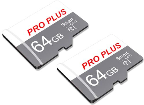 2 Pack Scheda di Memoria 64GB con Adattatore, Classe 10 UHS-I A1, Schede Di Memoria Alta Velocità per Fotocamera, Telefono, Tablet, Registratore Di Guida, PC (TF183 64GB)