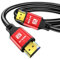 jojobnj 8K HDMI-Kabel, 0.5 m, High Speed HDMI-Kabel, 48 Gbps, 8 K @ 60 Hz, 4 K @ 120 Hz, HDCP 2.2 & 2.3, DTS: X, HDR 10, kompatibel mit Roku TV/eARC/3D/PS5/HDTV/Laptop/Blu-ray (Rot)