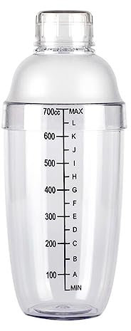 Shaker à cocktail en plastique transparent 700 cc avec échelle et passoire pour maison, bar, thé, fête, café, restaurant