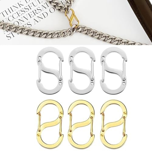 SULIUDAJI 6 Piezas Cierres Para Pulseras, Cierres De Mosquetón Con Doble Apertura, Hebilla De Pulsera En Forma De S, Acero Inoxidable, Cierre De Metal, Cierres Para Collares, Conectores De Pulsera