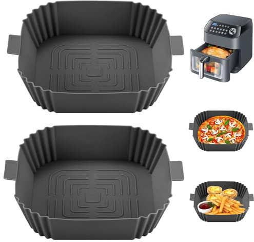 KATLKIU Plaque de Cuisson en Silicone pour Friteuse à Air 19,5 cm, 2 Pièces - Accessoires pour Four et Micro-Ondes, Gris