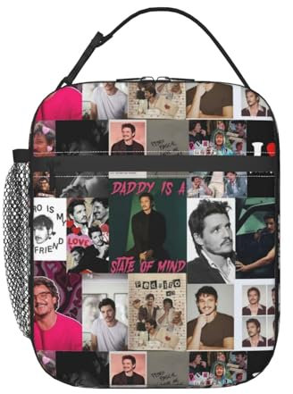 EZKYZTLW Pedro Star Pascal Lunchtasche, isolierte Lunchbox für Kinder, Mädchen und Jungen, tragbare Lunch-Tragetasche, wiederverwendbar, auslaufsicher, Thermo-Kühltasche für Lebensmittel