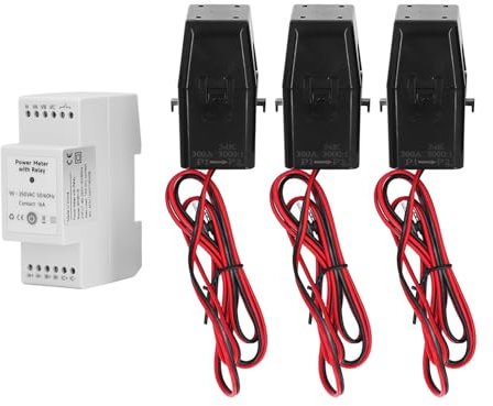 Contatore di energia intelligente WiFi trifase a 4 fili, monitoraggio dell'alimentazione in tempo reale ad alta precisione con relè integrato e 3 morsetti CT 300 A per sistemi