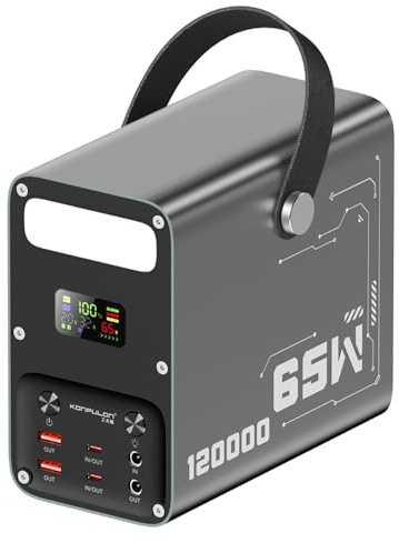 Power Bank 60000mAh Power Station High Capacity Fast Charging PD 65W LiFePO4 Portable Outdoor Generator with DC 12V/3A Output & LCD Display Battery Bank for iPhone 17, Samsung, iPad,MacBook & Camping