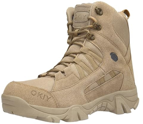 Générique Botte Militaire Homme Militaire Montantes Chaussures Randonnée en Plein Air Chaussure Confort Basket Running Botte Securité avec Coque Boots Moto Bottes Combat Rangers Jaune 40/EU