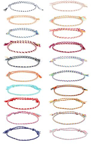 FUGLUS 20 Pezzi Braccialetto Surfer Boho Donna e Uomo, Cavigliera impermeabile da surfista, Cavigliera colorata in tessuto, boho regolabile,Regolabile,Amicizia Ragazze