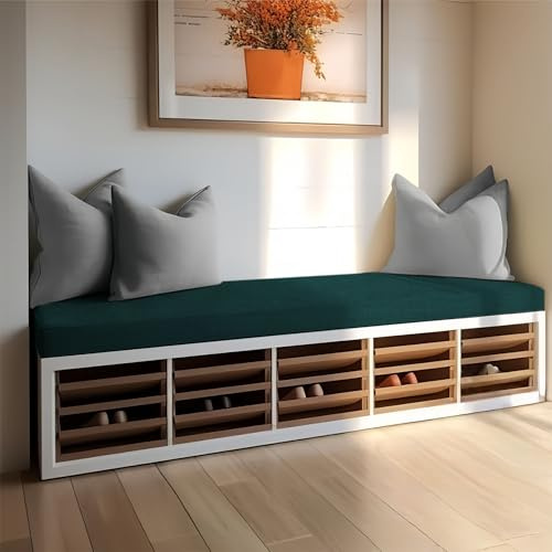 Bänkkudde 50 x 190 cm Mjuk, Tvättbar Bänk Sittdynor för Utomhus Inomhus Möbler Undersida Halkfri för Bay Windows, Trädgårdsuteplats, Veranda Möbler, Grön