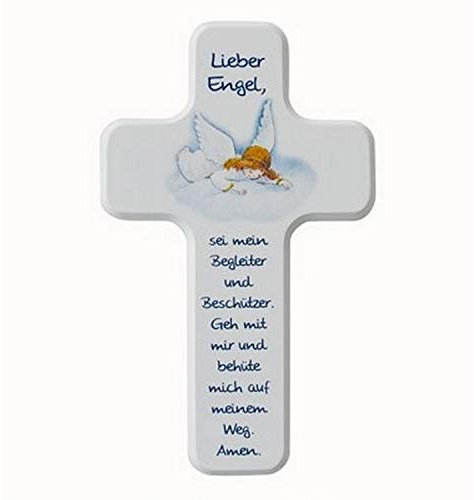 MaMeMi Holzkreuz Kinder-Kreuz Lieber Engel 18 x 11 cm