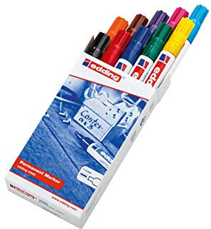 edding 3300 Permanentmarker - mehrfarbig - 10 Stifte - Keil-Spitze 1,5-3mm - schnell trocknender Permanent Marker - wasserfest, wischfest - für Karton, Kunststoff, Holz, Metall - Universalmarker