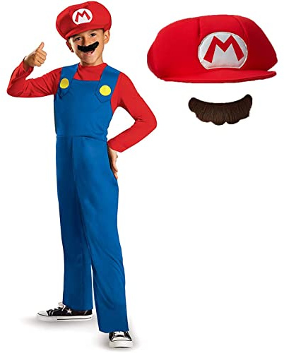 Disguise Nintendo Super Mario Costume, Officially Licensed Super Mario Brothers Boys Costume, Classic Child Size Medium (7-8)