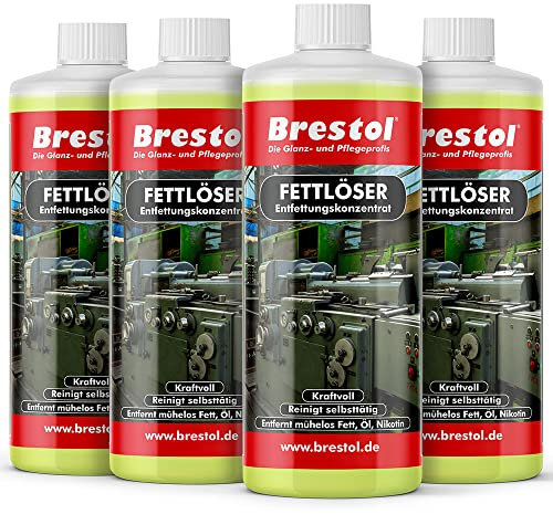 FETTLÖSER Konzentrat 4x 1000 ml - Reinigungskonzentrat löst Öl & Ruß Nikotinentferner Allzweckreiniger - Poolreiniger Rußlöser Rußentferner Fettentferner Entfetter