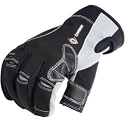 Crewsaver Nautica e Vela - Guanti Lunghi Tre Dita Nero - Adulti Unisex - Pannello nocca Amara