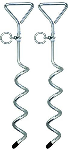 2 x AceCamp Großer Stahl Schraub-Hering Bodenverankerung, Bodenanker, für Trampolin, Schaukel, Gartenhaus, Spielturm, Zelt und Camping - sichere Befestigung im Outdoor-Bereich, 2780