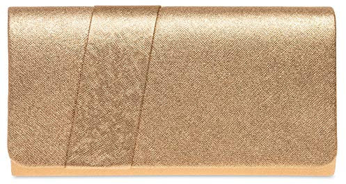 Caspar TA503 schlichte elegante Damen Clutch Abendtasche, Farbe:champagner, Größe:Einheitsgröße