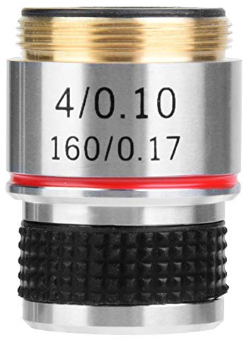 Objective lens,4x 185 Biological Microscope Achromatic Objectives Lens, Aluminum Alloy Microscope Magnifier Objective Lens