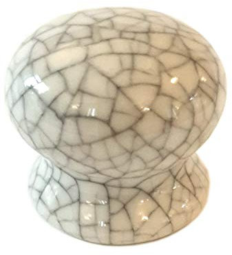 French Furniture Fittings Set of 6 Ceramic Knobs Cream Crackle Glaze (FFF) - Kitchen Cabinet Cupboard Door knobs, Chest, Furniture, Drawer Handles - Vintage Shabby Chic (Diameter 34mm)
