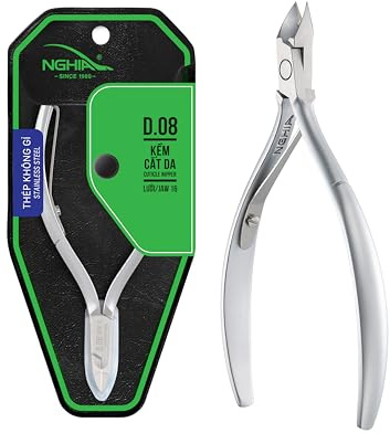 NGHIA Cuticle Nipper - D-08 JAW 16 | Stainless Steel | Durable and Sharp | Ergonomic Design | Grey Plated | Ideal for Salons and Home Use