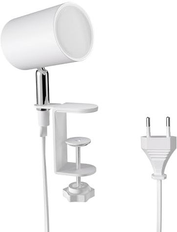 ledscom.de Lampada a morsetto WAIKA, interruttore, bianco opaco, incl. lampada LED GU10, 450lm bianco